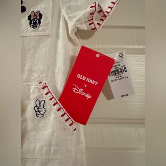 NWT‼️ Old Navy Disney~Cream Baby Romper with Embroidery, Size 3-6M Really cute! - Picture 7 of 10